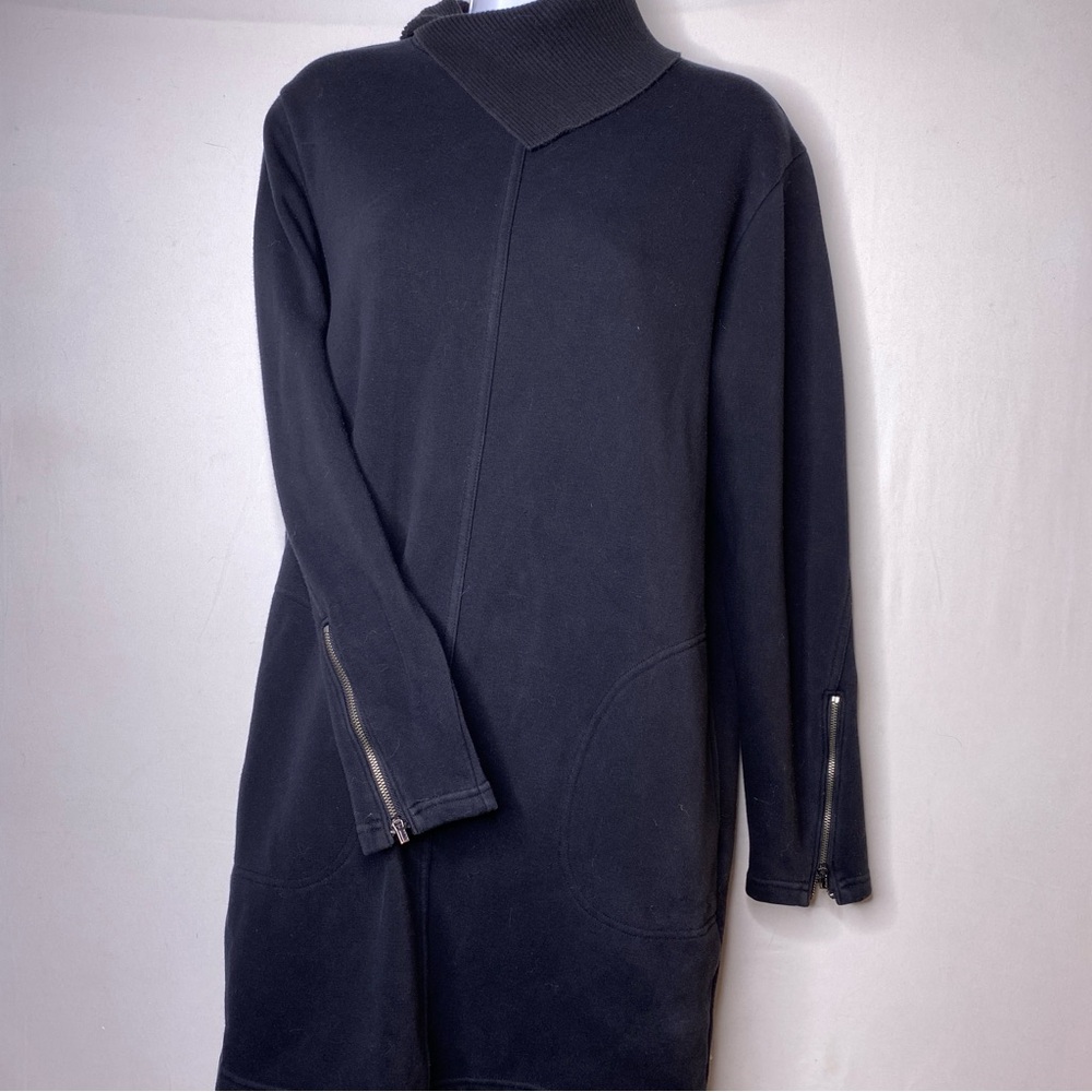 Athleta Sweatfleece Turtleneck Cotton Midi Dress with Pockets sz Small - Picture 2 of 10